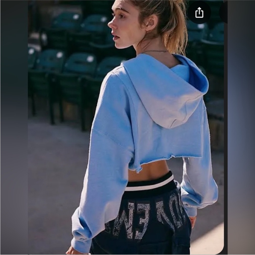 FP Movement Free People Sky Blue Cropped Hoodie - Picture 4 of 9